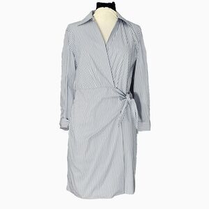 Vince Blue Stripe Wrap Shirt Career Dress  Sz S/P
